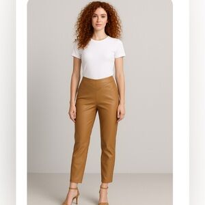 Misguided Faux Leather Tan Pants 8